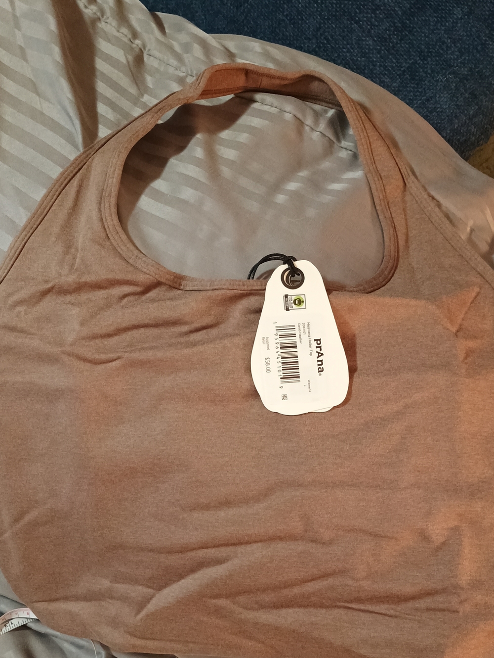 NWT prAna Heavana Halter Top Carob Heather Yoga Bra Tank Size Large